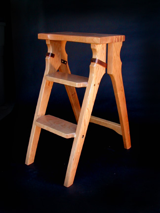 Cherry folding step stool